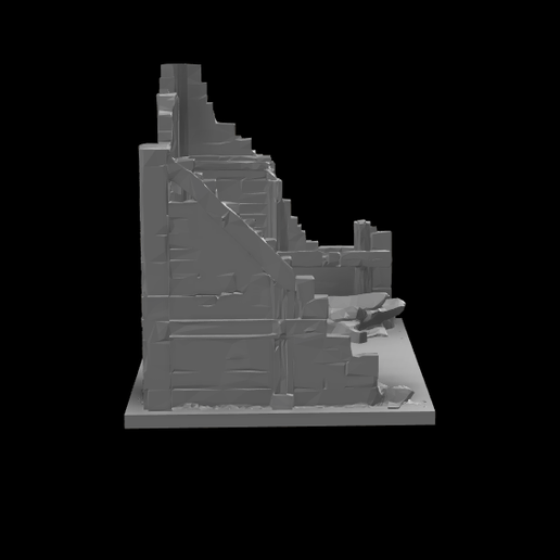 Side-View.png Broken Building V1 - TableTop War Gaming or RPG Terrain Piece