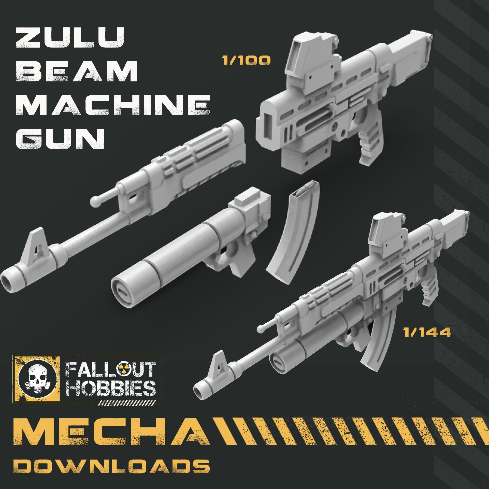 y 4) BEAM MACHINE Te] { > F\ekoe fy HOBBIES: DOWNLOADS 3D file Zulu Beam Machine Gun・Model to download and 3D print, FalloutHobbies