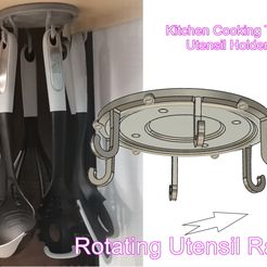 Kitchen-Cooking-Tool-Holder-04-000.jpg STL file Kitchen Cooking Tool Utensil Holder - Kitchen Spatula Holder Spoon Organizer Hanging for Shelf Rotating Utensil Rack With 6 Hooks holder th-04 3d-print cnc・3D print object to download