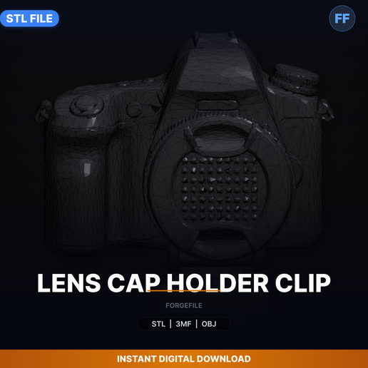 Lens Cap Holder Clip - 3D Printable STL File