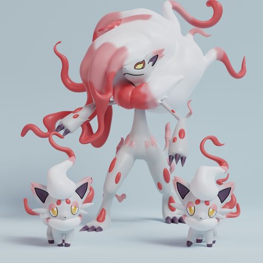 特撮 Zorua & Zoroark (Hisui Form) 🐉 Pokemon - Hisuian Zorua and Zoroark・ STL File for ・Cults
