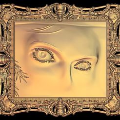 1.jpg STL-Datei intense look girl woman frame art wall kostenlos・3D-druckbare Vorlage zum herunterladen