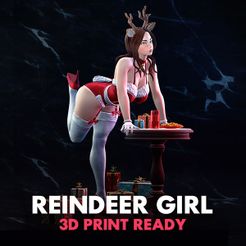 REINDEER GIRL Archivo 3D Chica de los renos - Preparada para imprimir en 3D・Objeto imprimible en 3D para descargar
