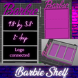 Barbie-shelf-4.png Barbie Logo Shelf / Barbie Stand / mini toy shelf / bookshelf miniature / Doll accessories