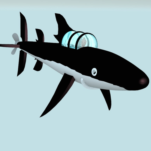 tintin submarine shark V2 - 3D model önizlemesi