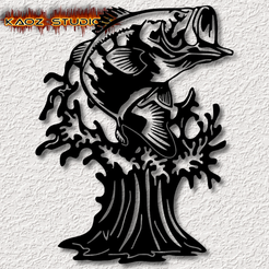 project_20230928_1416467-01.png Файл STL Настенный декор 2d art Bass fish wall art large mouth bass wall decor・Дизайн 3D принтера для загрузки