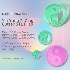 Pink-and-White-Geometric-Marketing-Presentation-Instagram-Post-Square.png 3D file Yin Yang 2 Clay Cutter - STL Digital File Download- 8 sizes and 2 Cutter Versions・3D printable design to download