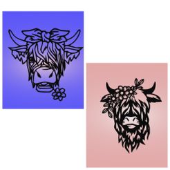 MyCollages-2.jpg Fichier STL Lot de 2 peintures murales décoratives, décoration murale, panno, Highland Cow /COMMERCIAL LICENSE/・Modèle à télécharger et à imprimer en 3D