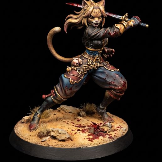 Tabaxi Chief – Fantasy Miniature STL (32mm Tabletop RPG)