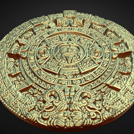 🪞 ancient mayan aztec calender・ OBJ File for 3D printing・Cults