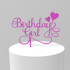birthday_girl.png Archivo 3MF Cake topper Cumpleaños niña・Modelo para descargar y imprimir en 3D