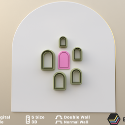 1.png 3D-Datei Polymer Clay Ausstecher Geprägter Fensterbogen in 5 Größen und 2 Schnittversionen/geometrische Ohrringe/STL DIGITAL DOWNLOAD/EULITEC.COM/CC/COPYRIGHTED LICENSE・Modell zum Herunterladen und 3D-Drucken