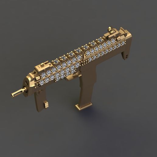 Gun Pendant Silver Gold Platinum Luxury Jewelry 3DM print model necklace 3D model