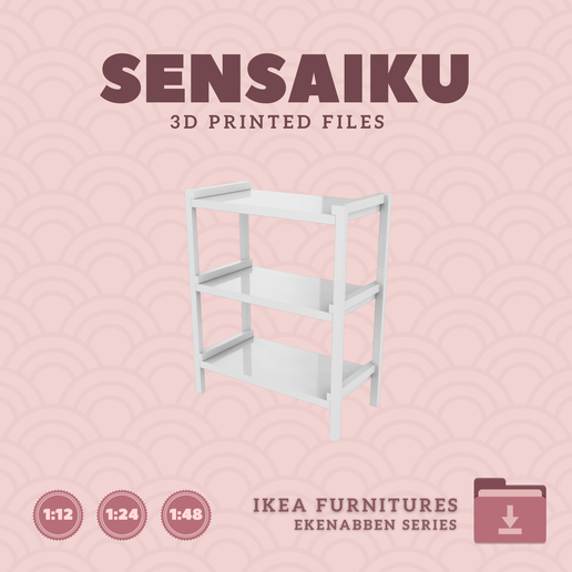 02.-EKENABBEN-Open-Shelf-Unit-33-In.png Miniature Replica 02. EKENABBEN Open Shelf Unit 33 In for Miniature Dollhouse - IKEA - 3D Print Instant Download