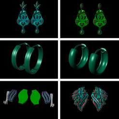 Earring7.png 3D file Diamond Cluster Earrings For Woman Print 3D STL Earring Model 38-43・3D printable model to download