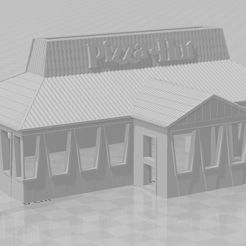 Pizza-Hut-Building.jpg STL file 1980's Pizza Hut Restaurant - HO Scale and N Scale・3D printable model to download