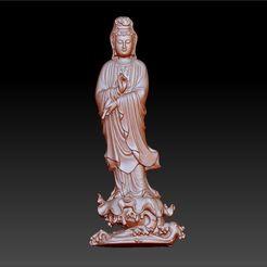 016guanyin1.jpg STL-Datei Guanyin bodhisattva Kwan-yin sculpture for cnc or 3d printer #016 kostenlos・3D-druckbare Vorlage zum herunterladen