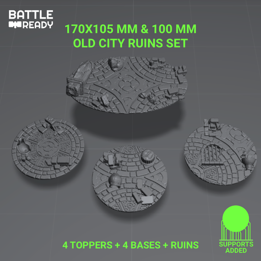 IMPERIAL/CHAOS KNIGHT RUINS TOPPER BASE (170x105mm +100mm)