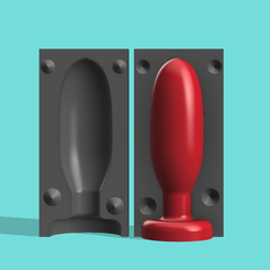 Mold-and-Toy-1.png Fichier STL gratuit Baby Bullet Butt Plug et moule en deux parties (90mm X 30mm insérable)・Design à télécharger et à imprimer en 3D
