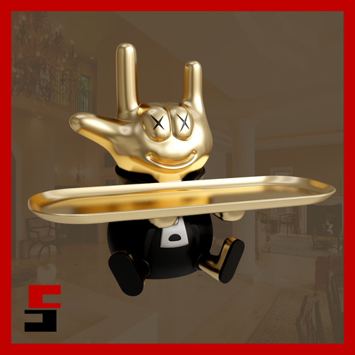 Home decor Gesture Figurines and Sculptures, Modern Art Gesture Figurines Black Gold Home Decor, Tray Storage Key Bowl for Living Room, Coffee Table, Entrance, Dressing Table, Office Entrance Storage