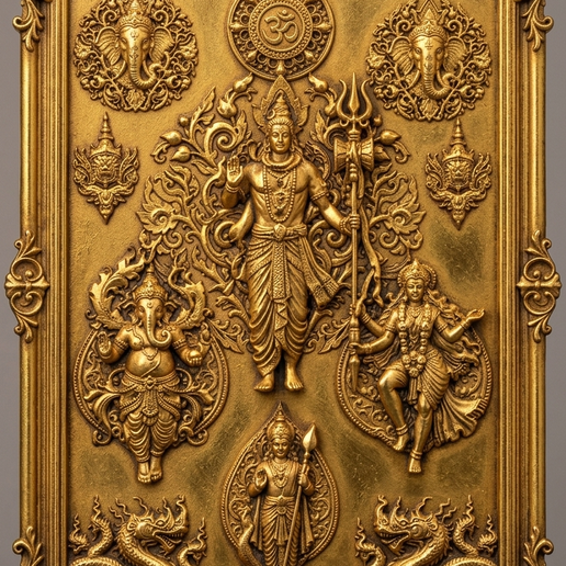 Hindu Lord Shiva and Ganesha Family 3D Model for CNC & 3D Print