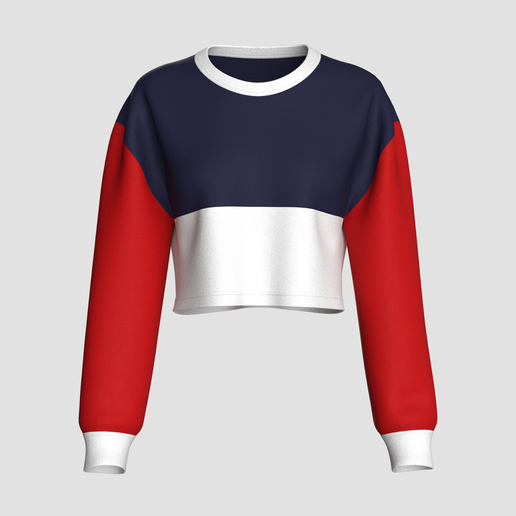 Girls Shoulder Drop Crop Top  | Marvelous / Clo3d / obj / fbx
