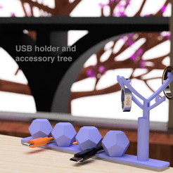 1.png Бесплатный STL файл USB holder and accessory tree・Модель 3D-принтера для скачивания, EIKICHI