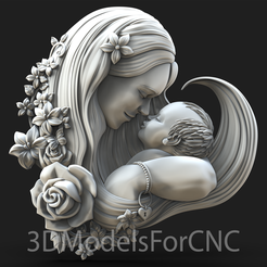1.png 3D Modell STL Datei für CNC Router Laser & 3D Drucker Mutter und Baby
