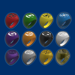 Lantern-Corps-Rings.png 3D file Lantern Corps Rings PACK・Design to download and 3D print