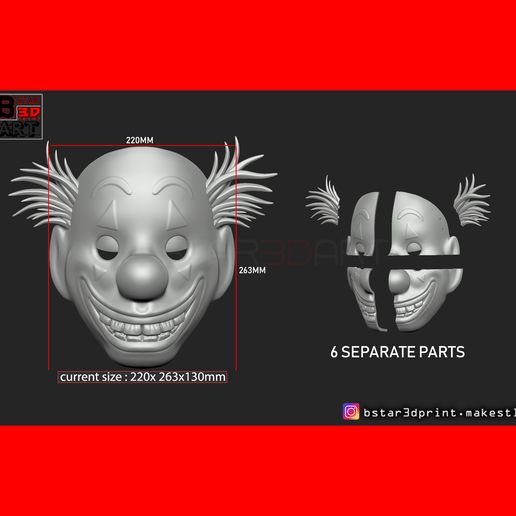 09.jpg CLOWN MASK 2019 - Joker Mask 2019 With Hair from Joker movie 2019 scale 1:1 For cosplay