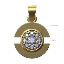 Round-cluster-split-round-pendant-charm-00.jpg STL file Round diamond cluster split pendant with bail 3D print model・3D printing idea to download