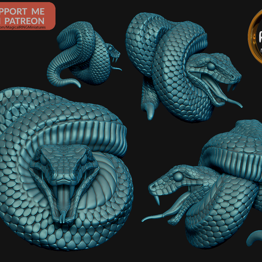 🐍 Coiled Snake・ STL File for 3D printing・Cults