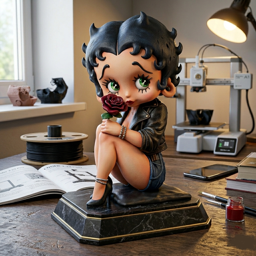 📁 Betty Boop Chibi STL File, Cartoon Character 3D Model・ 3D 3D
