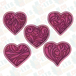 covermain.png 3D file Valentines day hearts cookie cutter set of 5・3D printing model to download