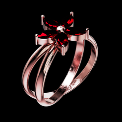 STL file Diamond Blossom star fashion ring US sizes 6to9 3D print