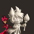 IMG_5143.jpeg alastor chibi figure and keychain from hazbin hotel