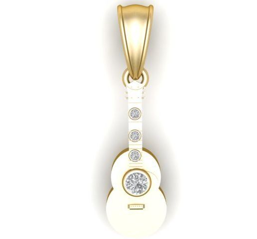 Elegant Gold Guitar Pendant with Diamond Accents