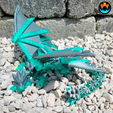 1.png Armored Spike Dragon, Powerful Four Winged Dragon, Flexible, Print In Place, Cinderwing3D