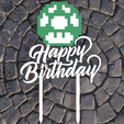 TOAD-HAPPY-BIRTHDAY-v2.1.png Cake topper Mushroom 8 bit Mario bros