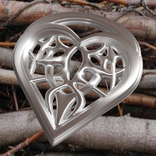 Antler Heart Pendant 3D model