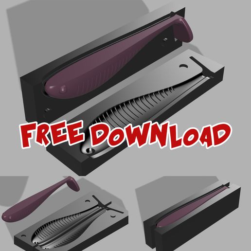 FREE Mold "Shad" lure. 3D STL file for CNC and 3D print. 3D model