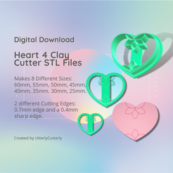 Pink-and-White-Geometric-Marketing-Presentation-3000-×-2000px-3000-×-2000px-Instagram-Post-Squ.png 3D file Heart Shape 4 Clay Cutter - Flower STL Digital File Download- 8 sizes and 2 Cutter Versions, Earrings, Brooch, Pendant, Hair barrette・3D printer design to download, UtterlyCutterly