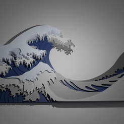 render1.png 3D file the wave of kanagawa・Model to download and 3D print