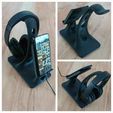 20230924_141006.jpg HEADPHONE STAND WITH PHONE STAND - MODEL 14 - STRUCTURED SURFACE VERSION