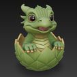 dragon-in-egg-stl-plan-3.jpg Вылупившийся из яйца дракон STL | Фэнтезийный малыш-дракон в разбитом яйце - 3D печатная модель