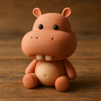 Cute-Hippo-3D-Printed-Figurine-STL.png Cute Hippo 3D Printed Figurine STL – Kawaii Animal Character Model for Desk Decor, Toys & Collectibles