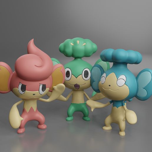 monkey-trio-render-cults.jpg OBJ file Pokemon - Panpour, Pansage and Pansear・3D printer model to download, Fontoura3D