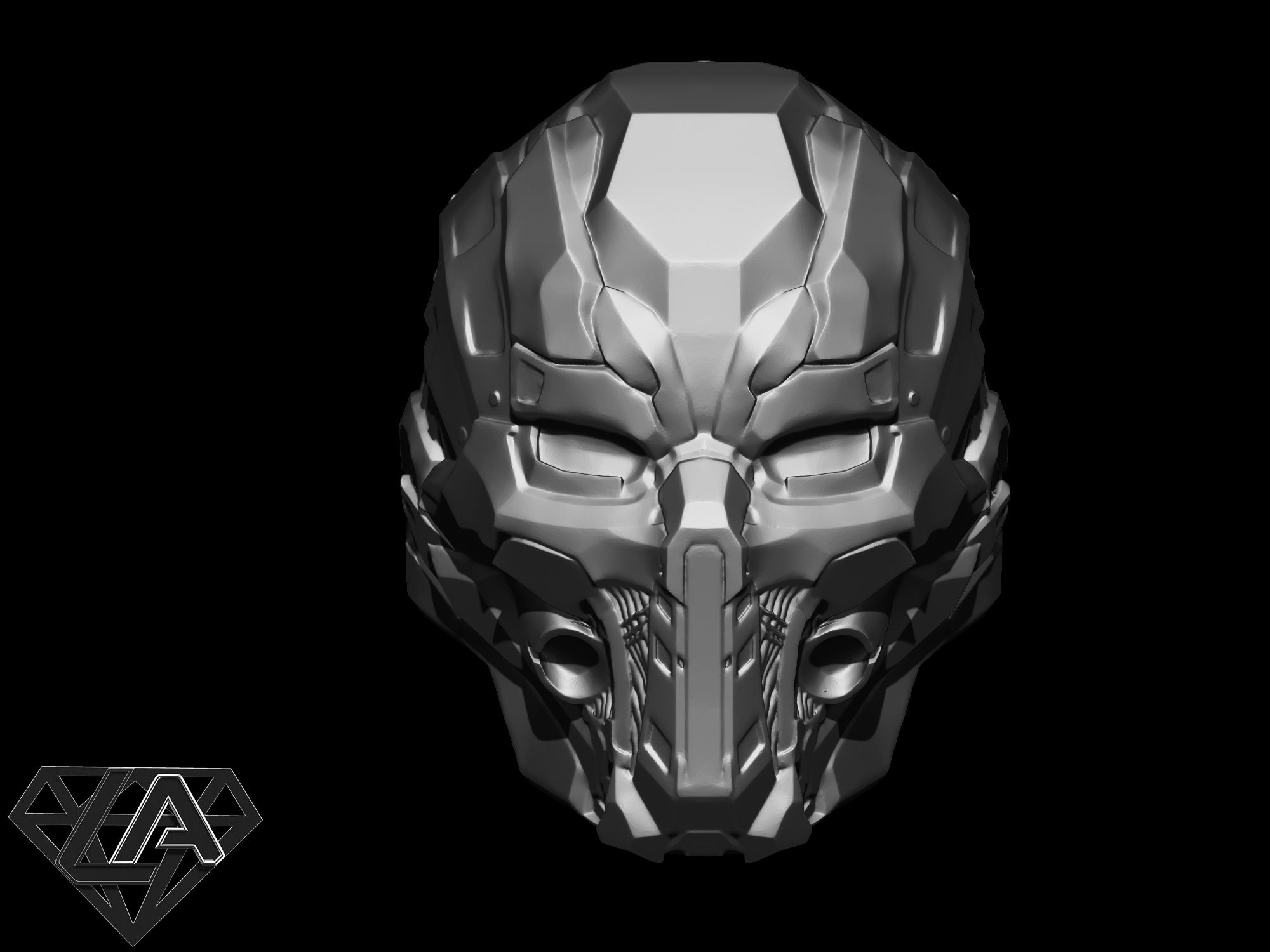 OBJ file Mortal Kombat X Triborg Smoke Sci fi helmet model 3D print ...