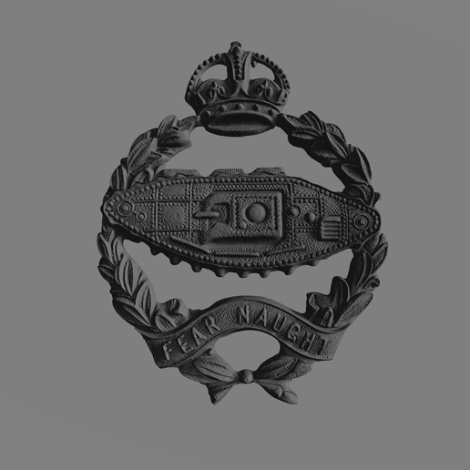 Royal Tank Regiment Cap Badge, Kings Crown - 3D model önizlemesi
