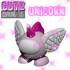 UNI1.jpg STL file CUTE AMONG US - FLYING UNICORN・3D print object to download